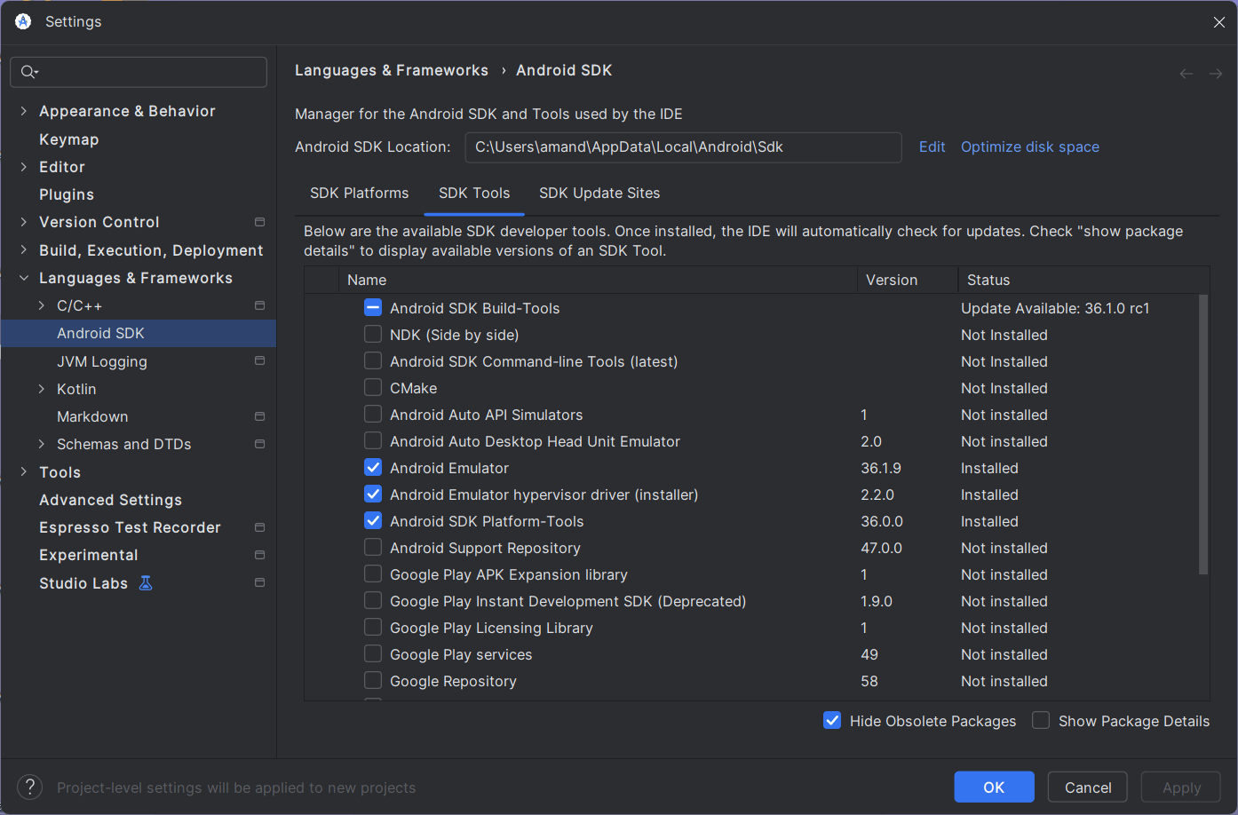 Android SDK build tools