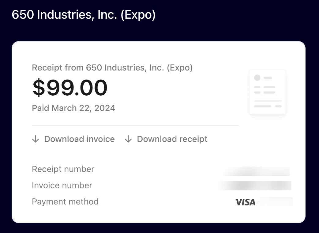 Download invoice shown in the Stripe dashboard.