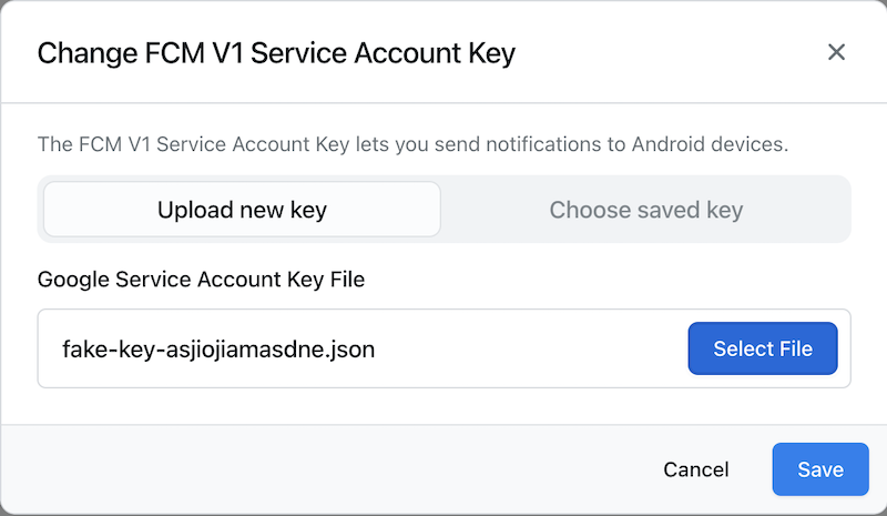 将服务账户密钥文件保存到项目中