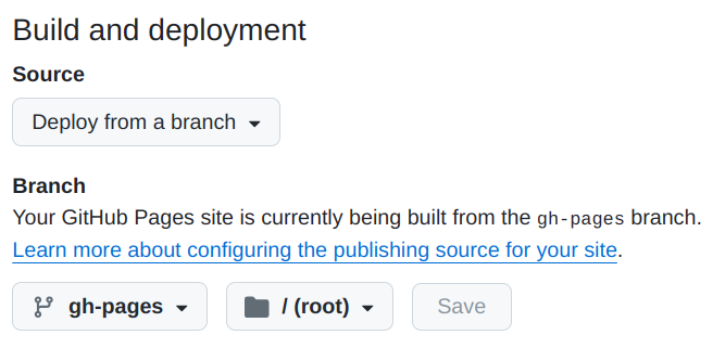 GitHub Pages 配置在存储库设置中