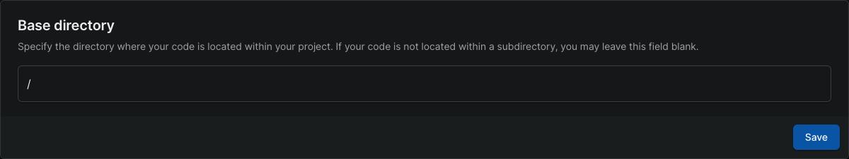 The base directory input on the Expo project GitHub settings page