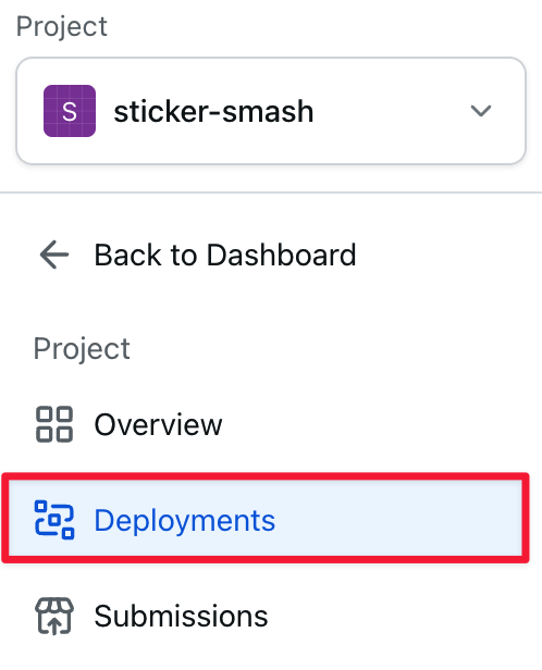 Deployments tab