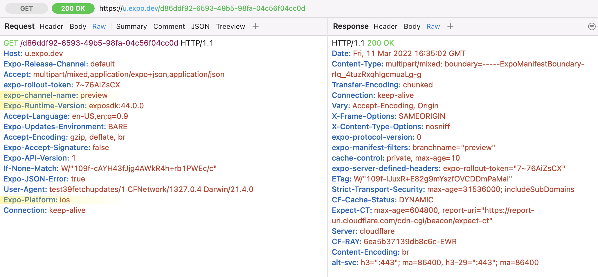 Successful manifest request