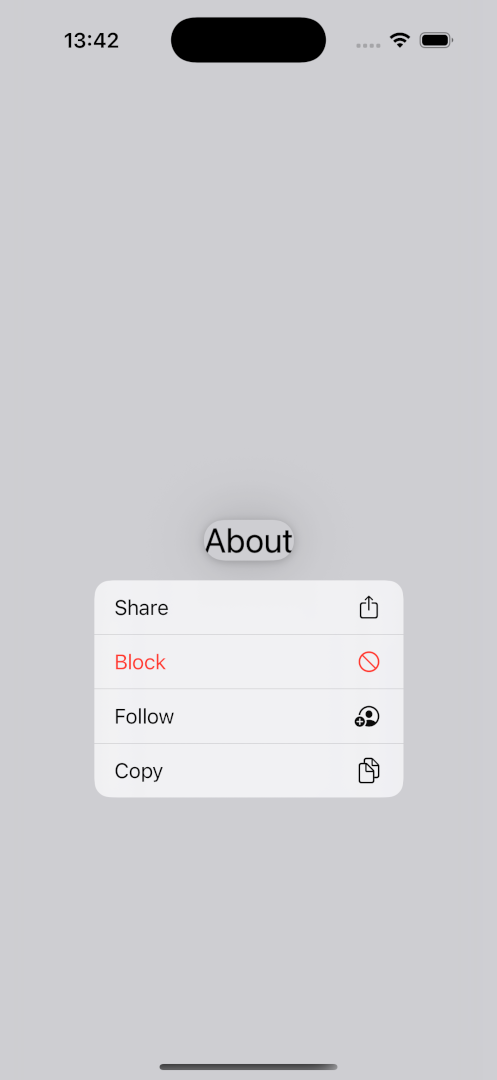 上下文菜单的截图，包含四个元素。