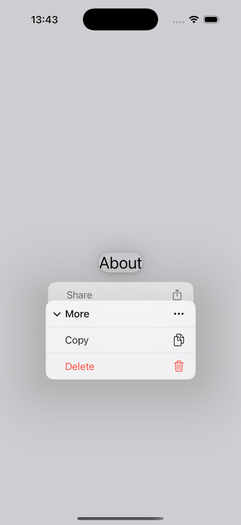 嵌套上下文菜单的截图。