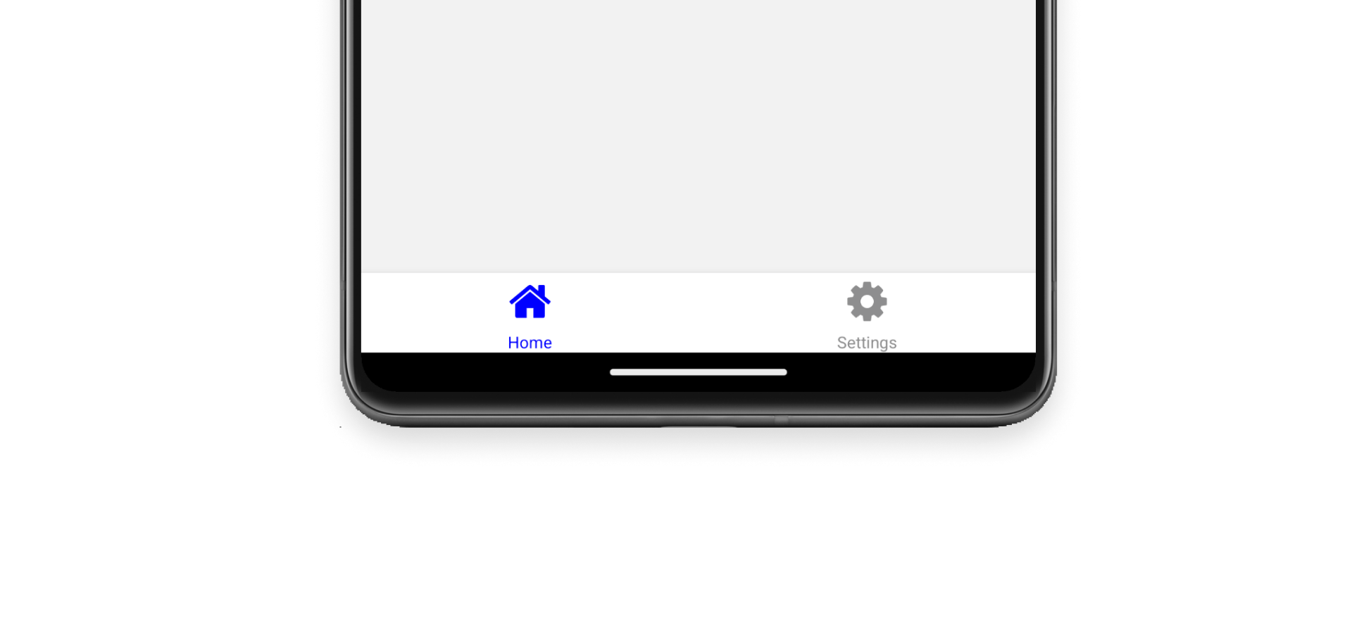 一个带有两个标签的标签栏的截图：首页和设置。