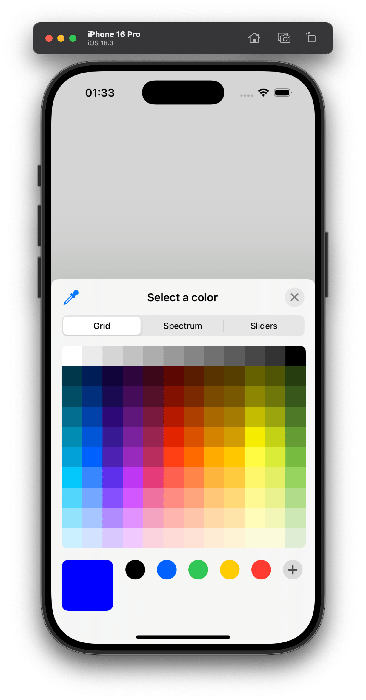 ColorPicker component on iOS.