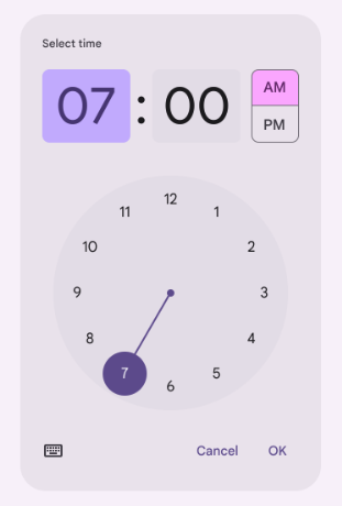 DateTimePicker (time) component on Android.