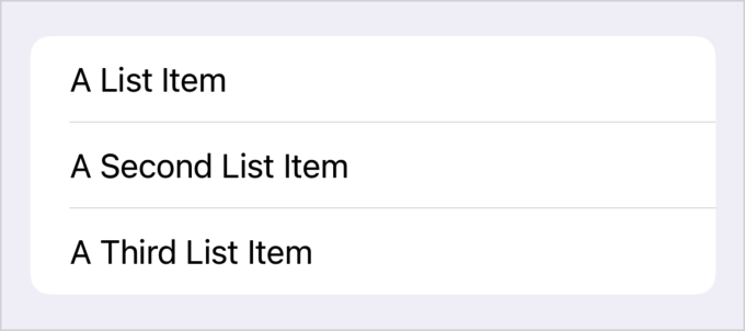 List component on iOS.
