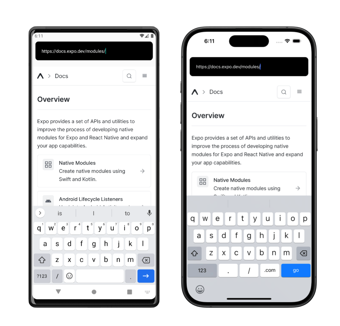 围绕我们的 WebView 构建的简单网页浏览器 UI
