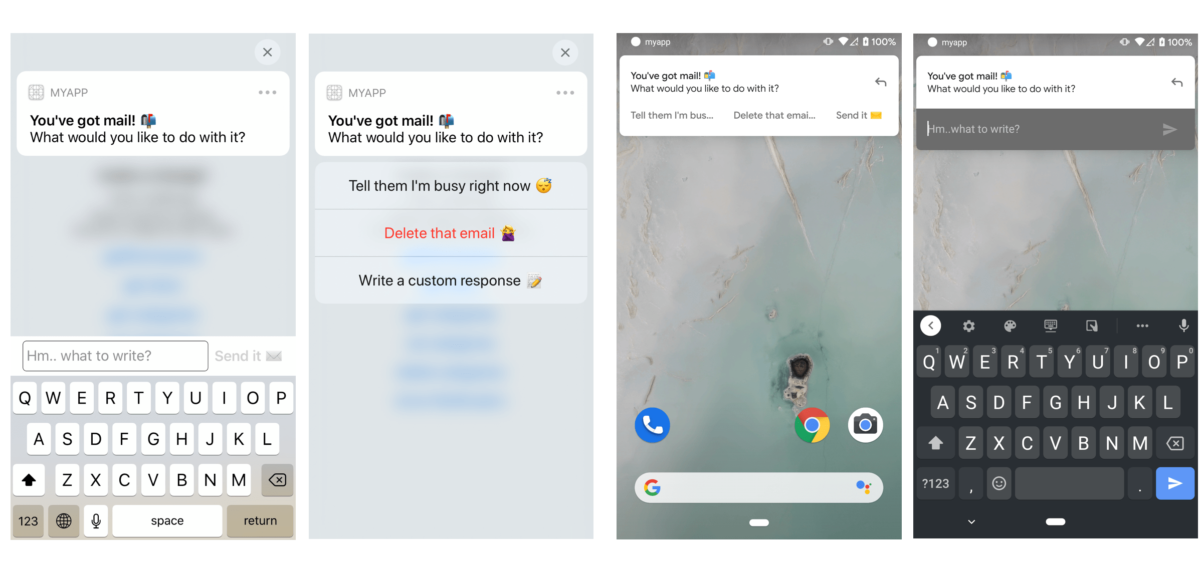Image of notification categories on Android and iOS