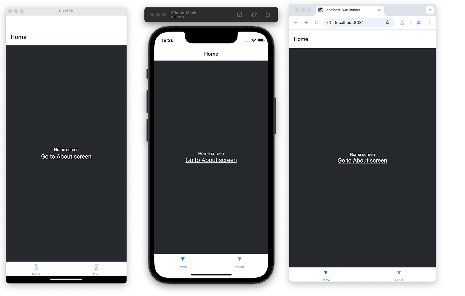 所有平台上显示的底部选项卡导航器