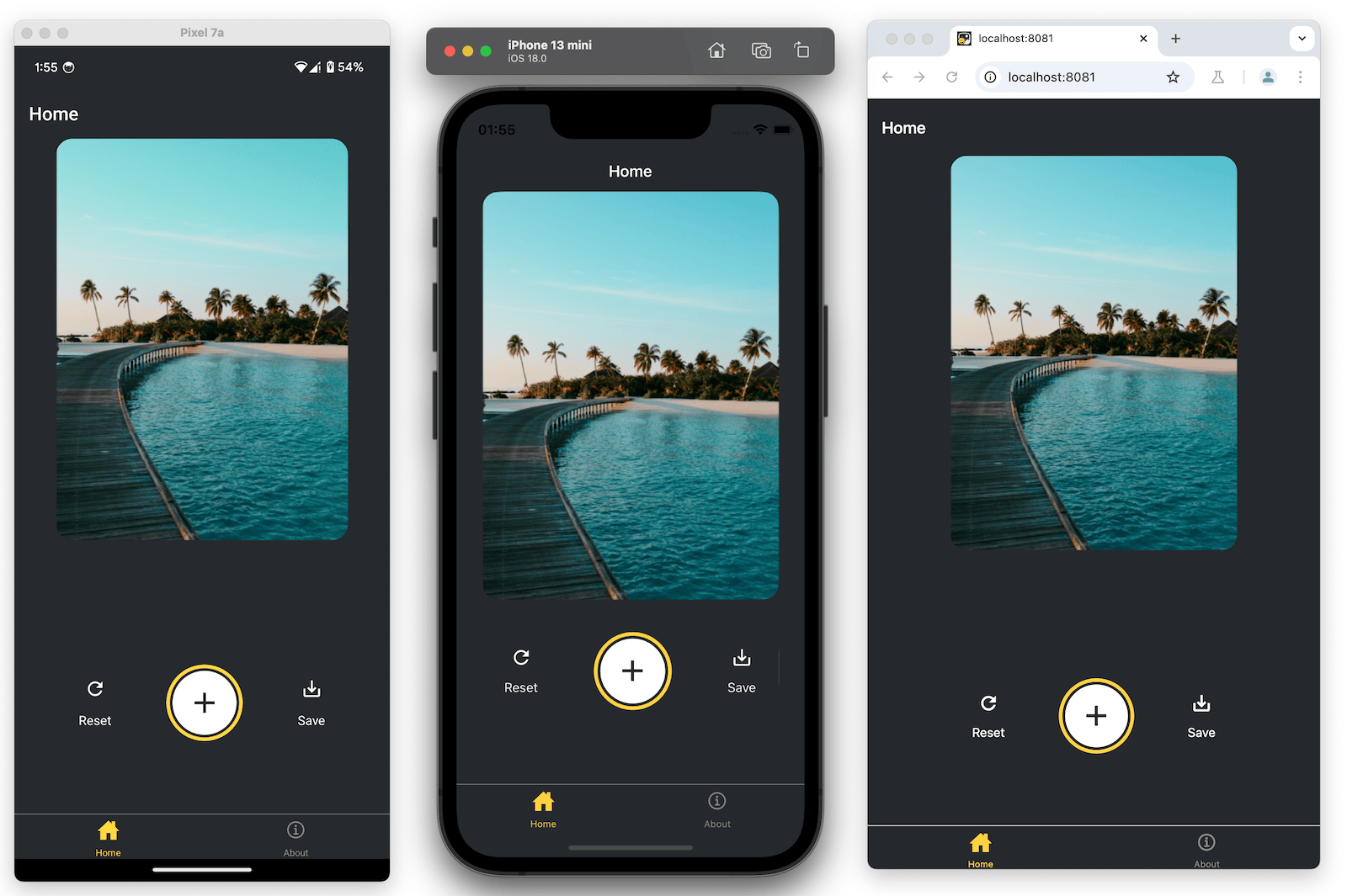 图像选择后显示的按钮选项。