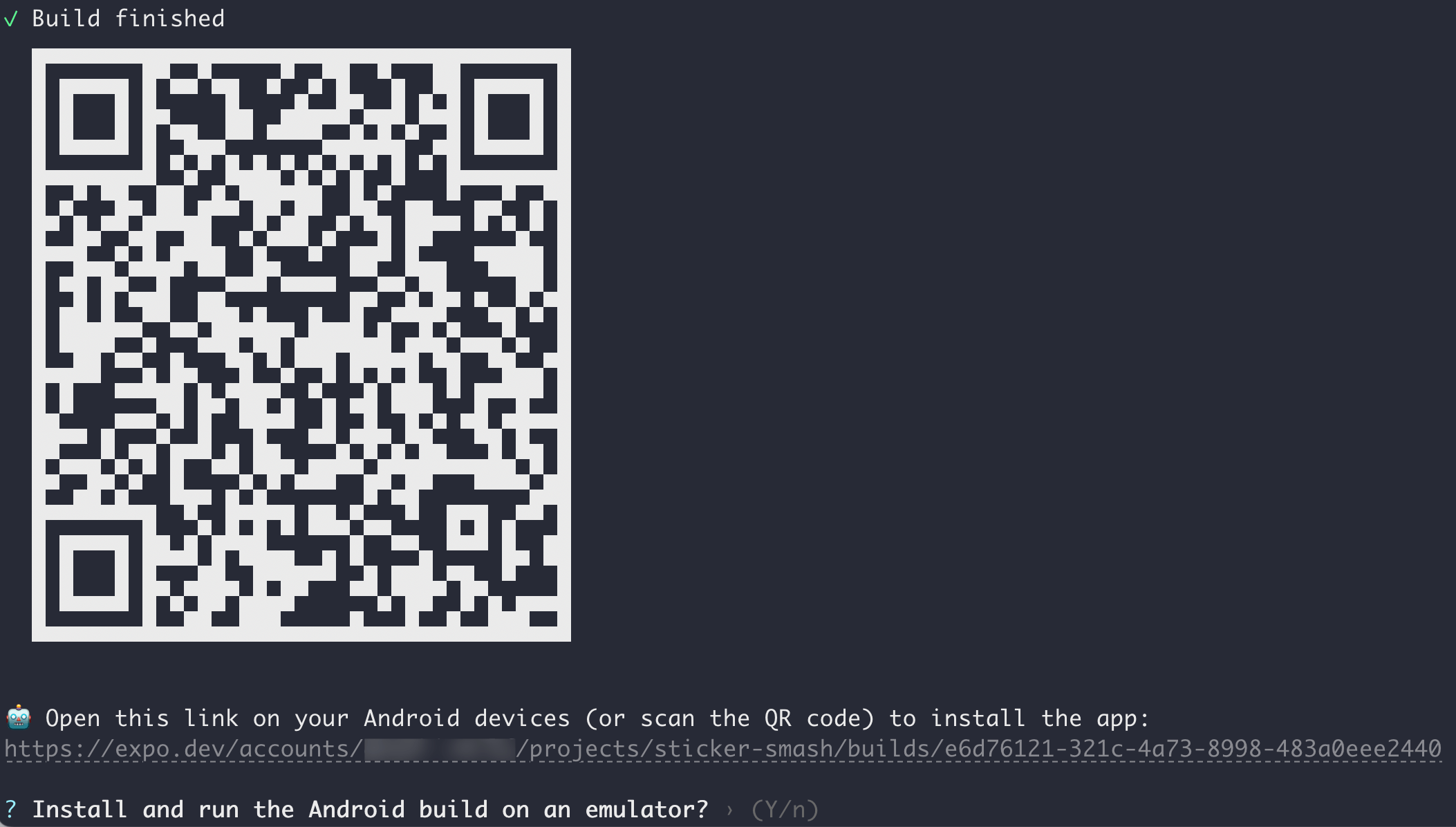 EAS CLI 自动提供在 Android 模拟器上运行构建的选项