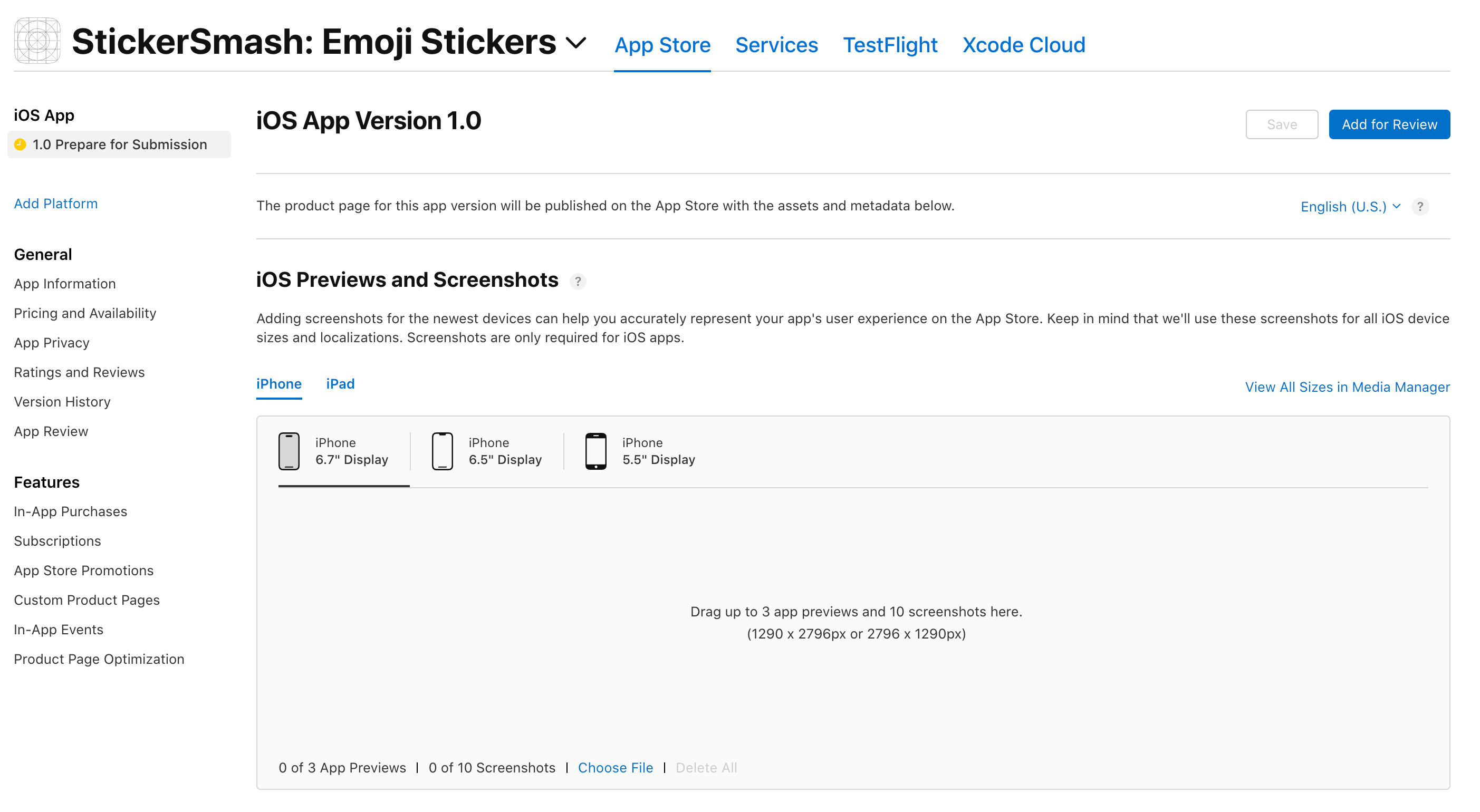 App Store Connect显示应用程序的详细信息和屏幕截图