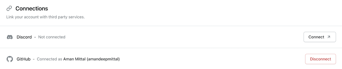 已链接的 GitHub 账户显示在 EAS 仪表板中