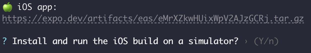 EAS CLI 自动提供选项以在 iOS 模拟器上运行构建