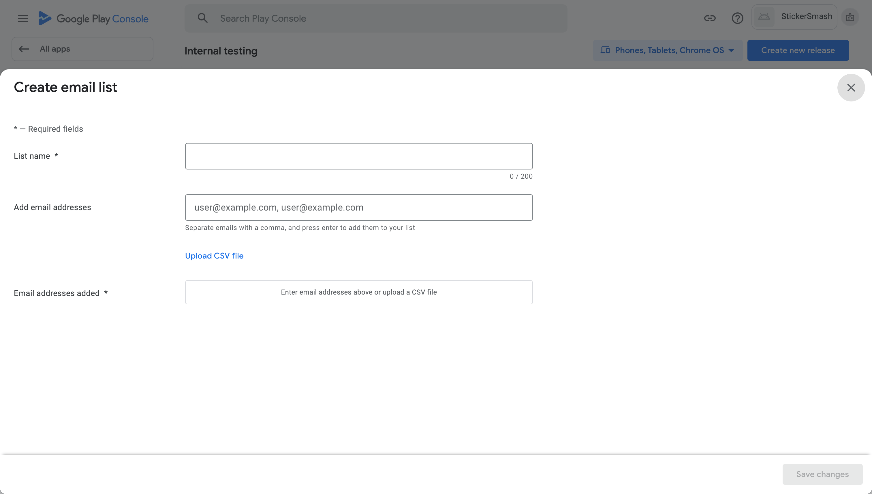 为内部测试人员创建电子邮件列表