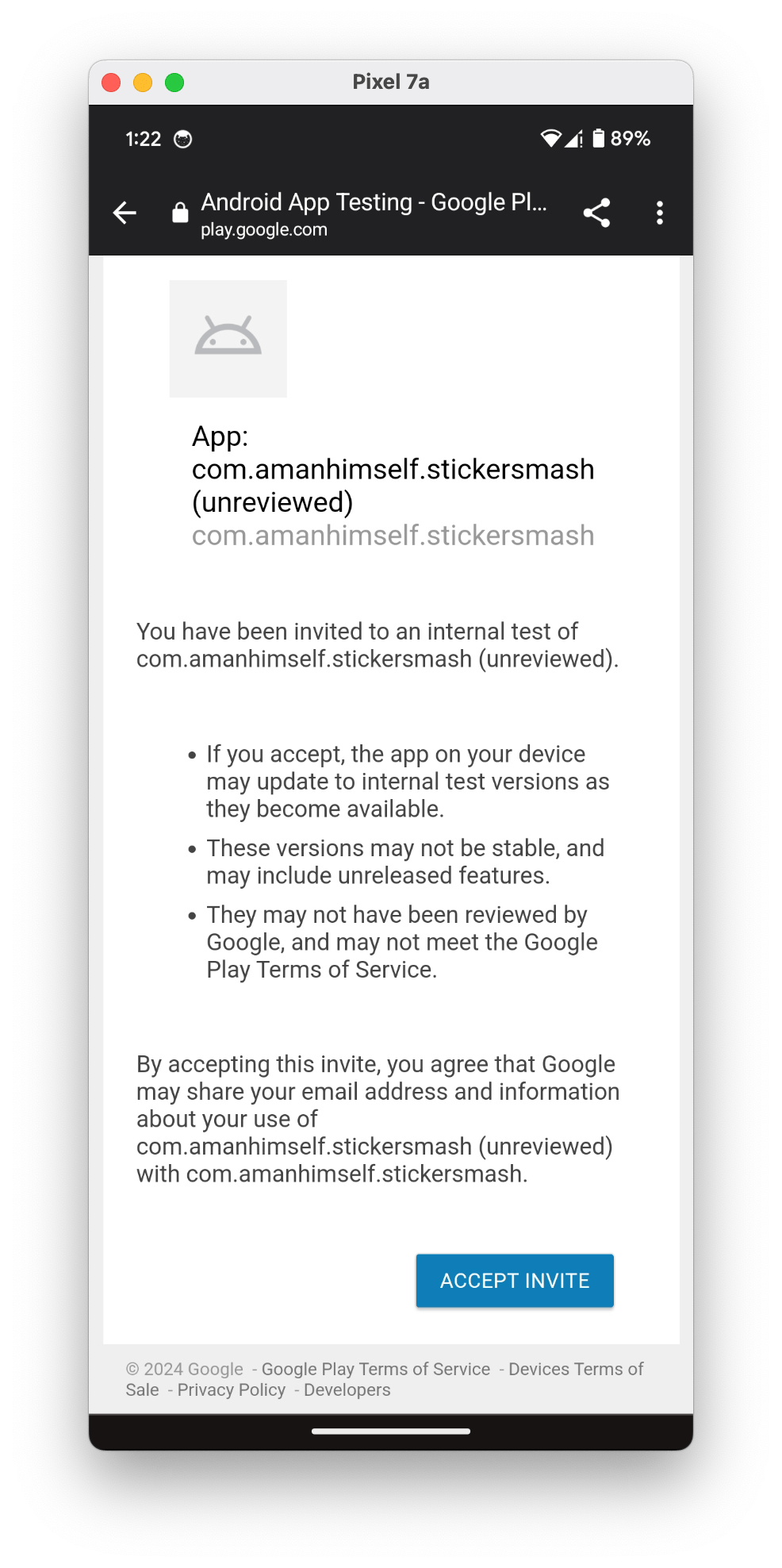 作为内部测试人员在设备上下载应用