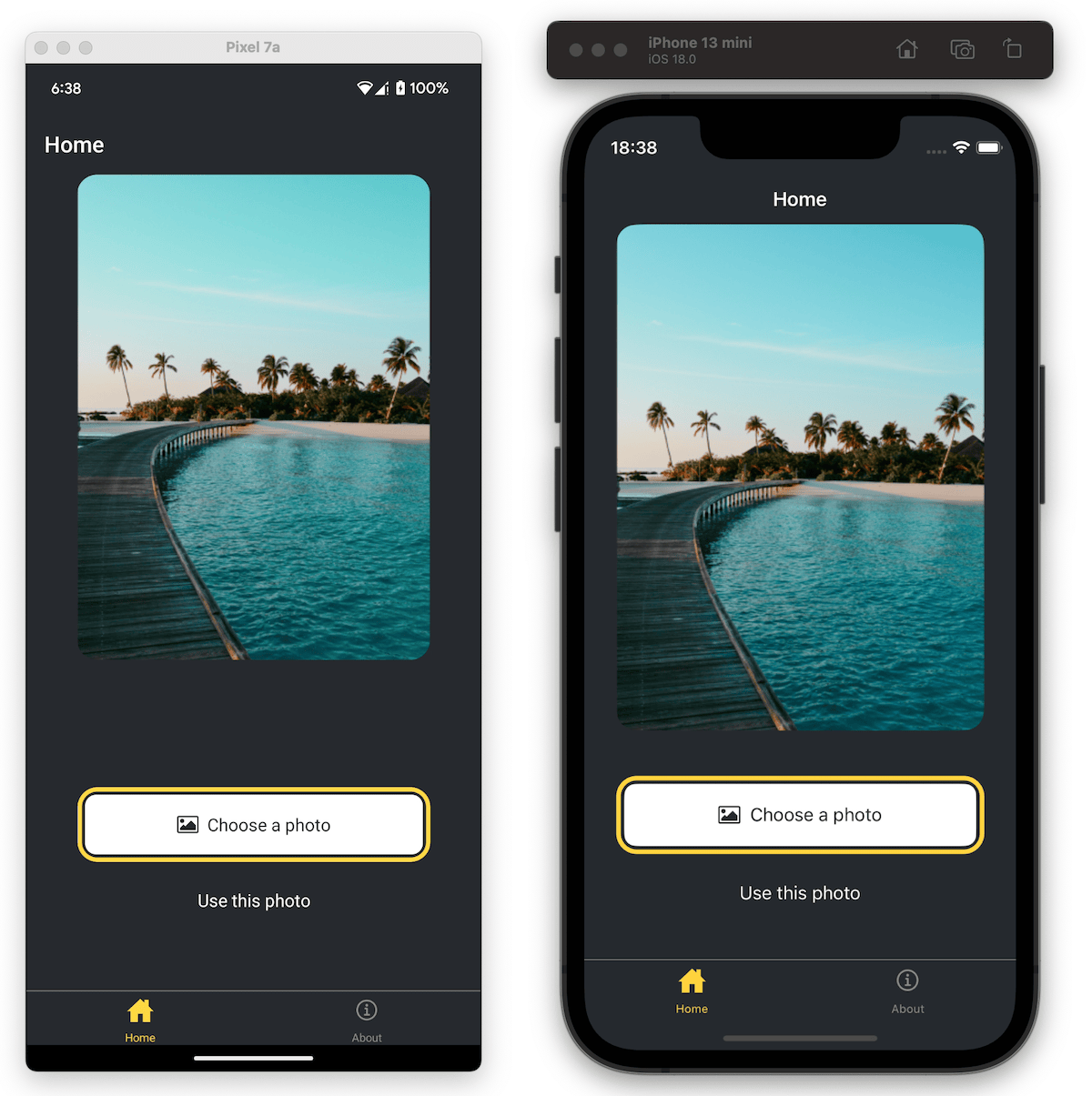 在 Android 和 iOS 上显示的浅色样式状态栏。